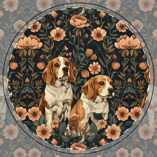 Beagle Blossom Bonanza Ceramic Coaster