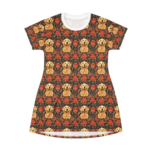 Golden Pawsatronic Tapestry T-Shirt Dress