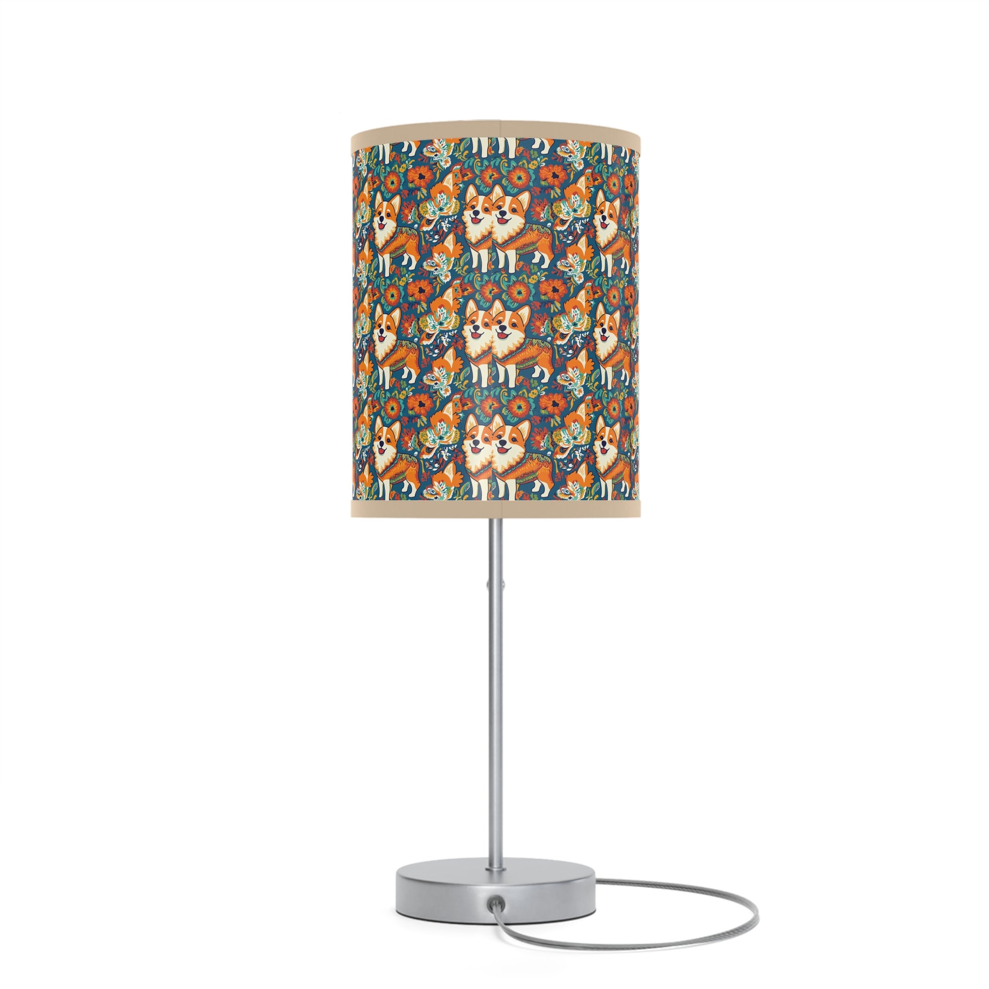 Corgi Carnival Couture Lamp on a Stand