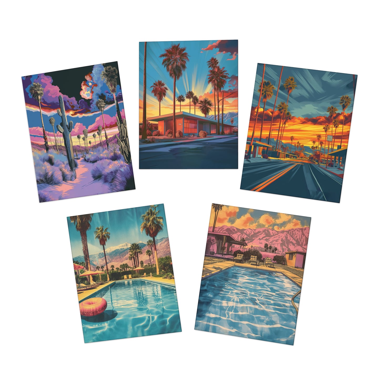 Palm Springs Glamour Collection - Set of 5 Greeting Cards