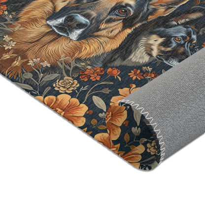 German Shepherd Grandeur - William Morris Inspired Area Rug