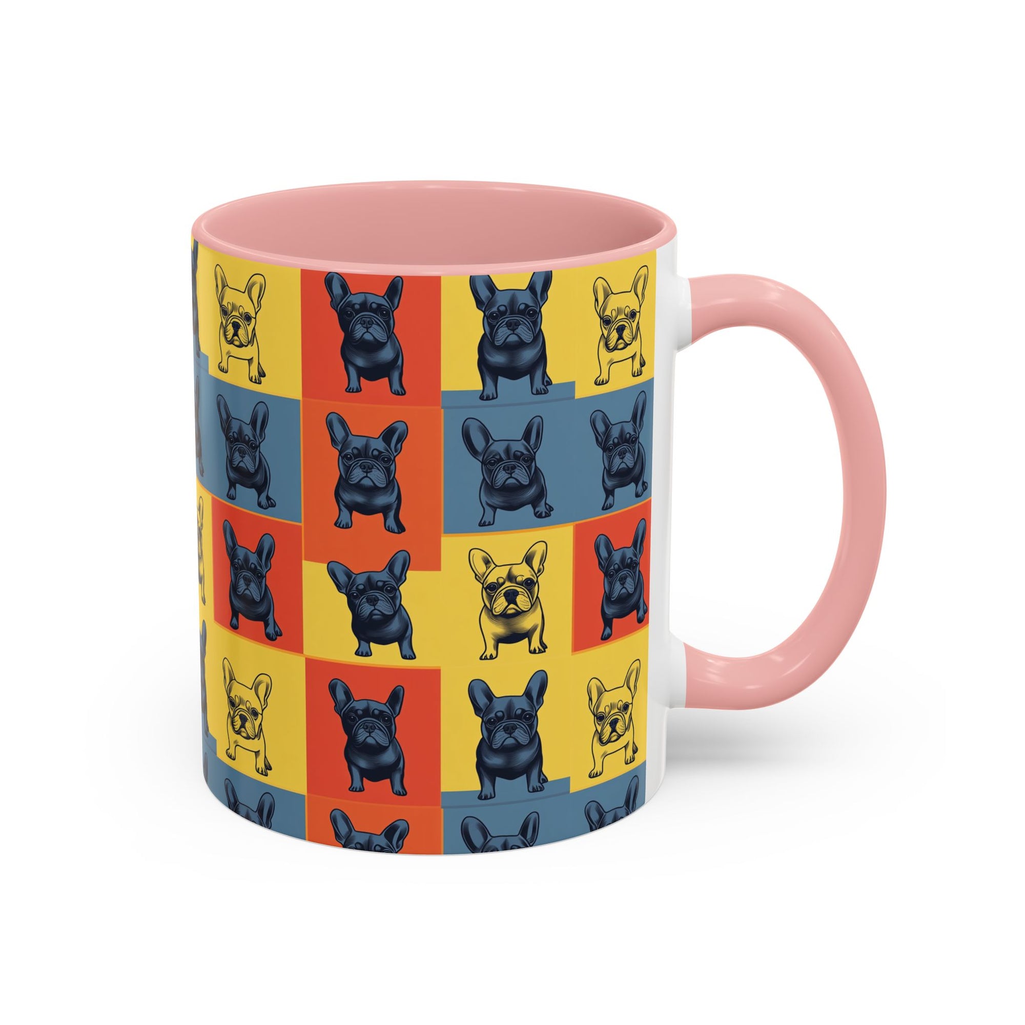 Frenchie Pop Art Pawfection Grid Accent Coffee Mug