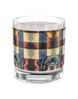 Pawsome Rottweiler Royalty Plaid Rocks Glass