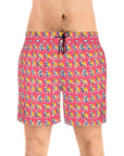 Bubblegum Glamour Bulldog Bouquet Men's Mid-Length Swim Shorts