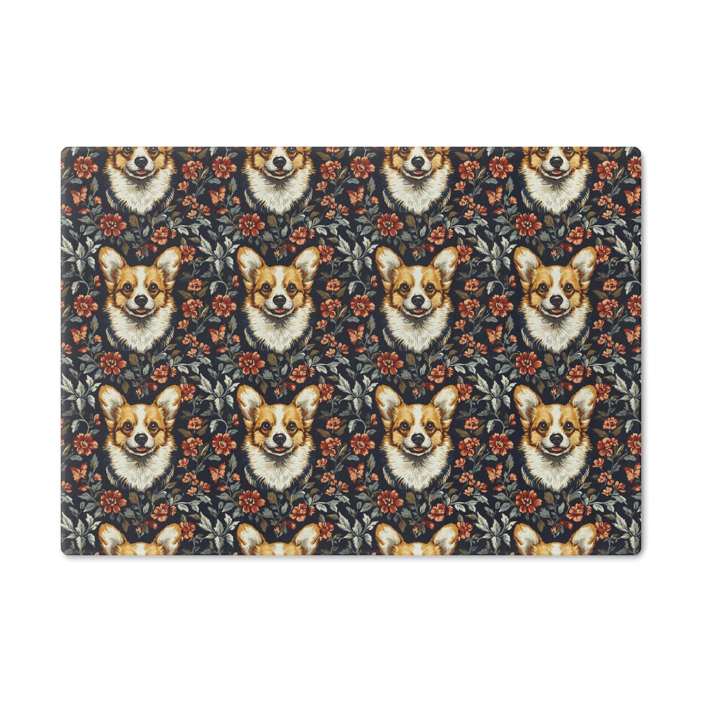 Floofy Corgi Blossom Blast Cutting Board