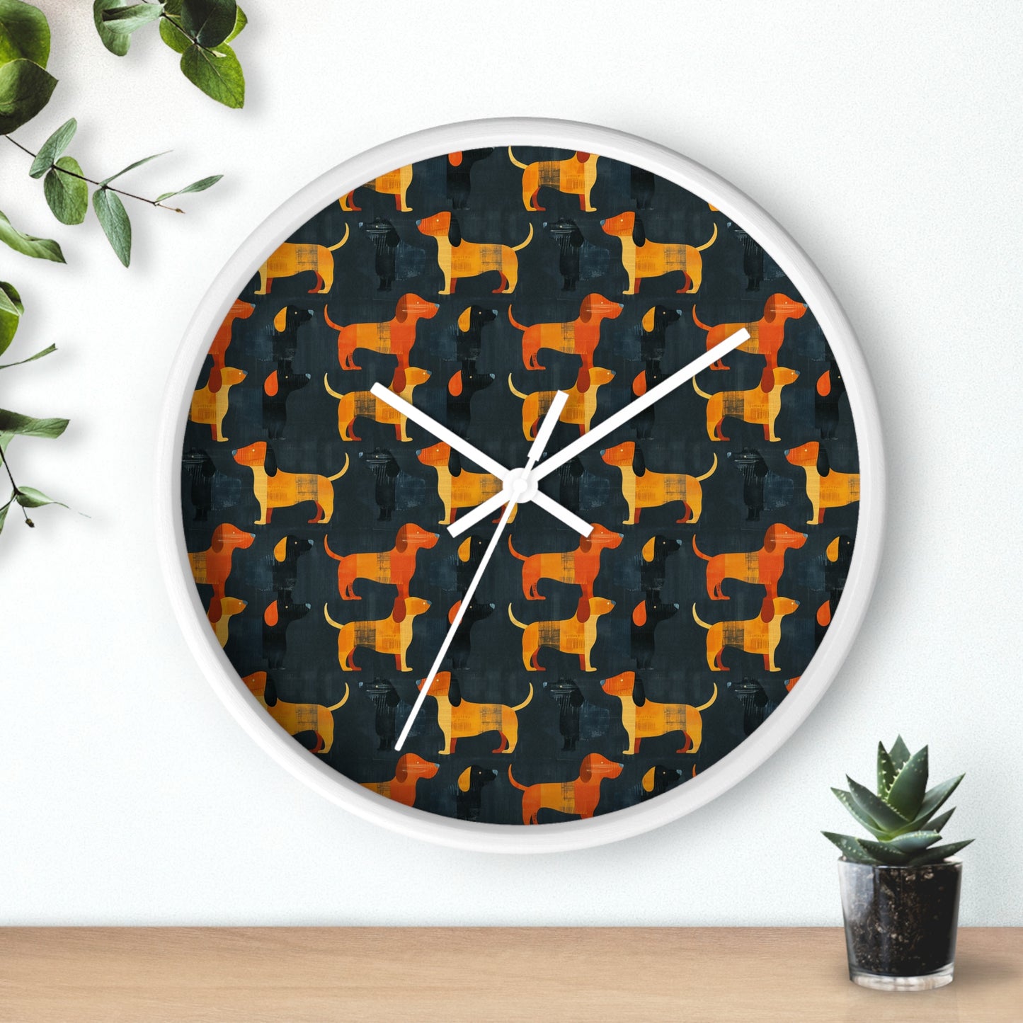 Dapper Dachshund Noir Glow Wall Clock