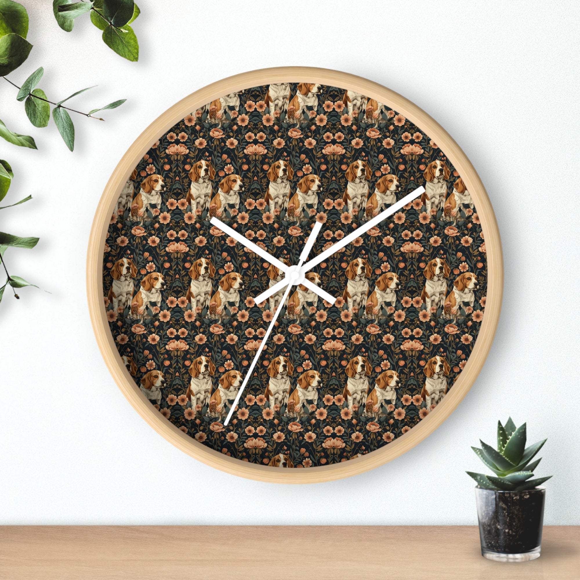 Beagle Blossom Bonanza Wall Clock