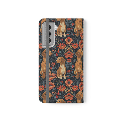 Floral Pawsome Dachsund Delight Flip Cases