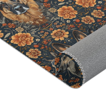 German Shepherd Grandeur - William Morris Inspired Area Rug