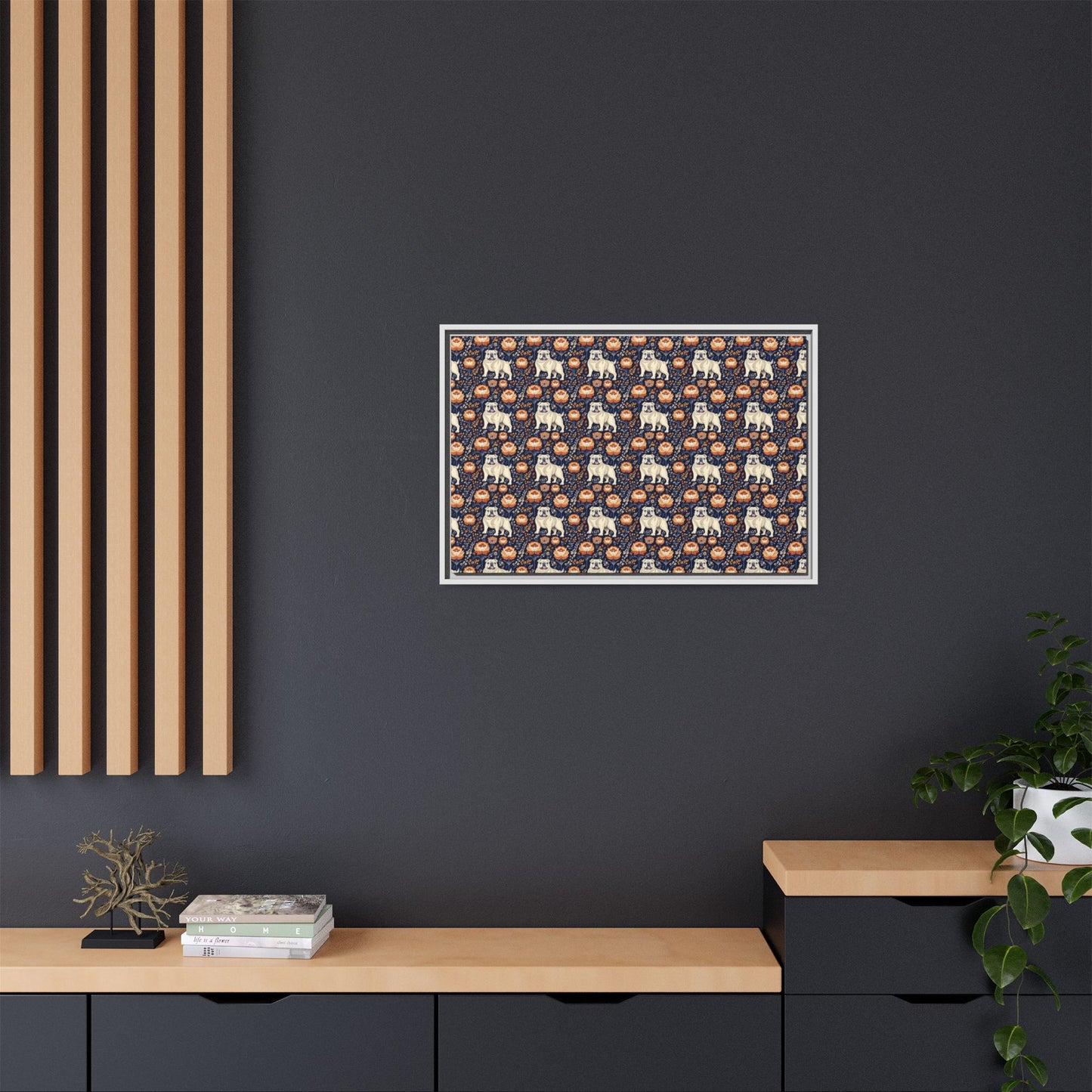 Bulldog Blossom Bonanza Matte Canvas, Framed