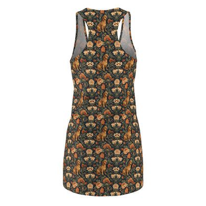 Dazzling Dachsund Blossoms & Foliage Women's Racerback Dress