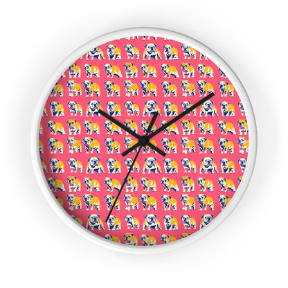 Bubblegum Glamour Bulldog Bouquet Wall Clock