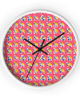 Bubblegum Glamour Bulldog Bouquet Wall Clock