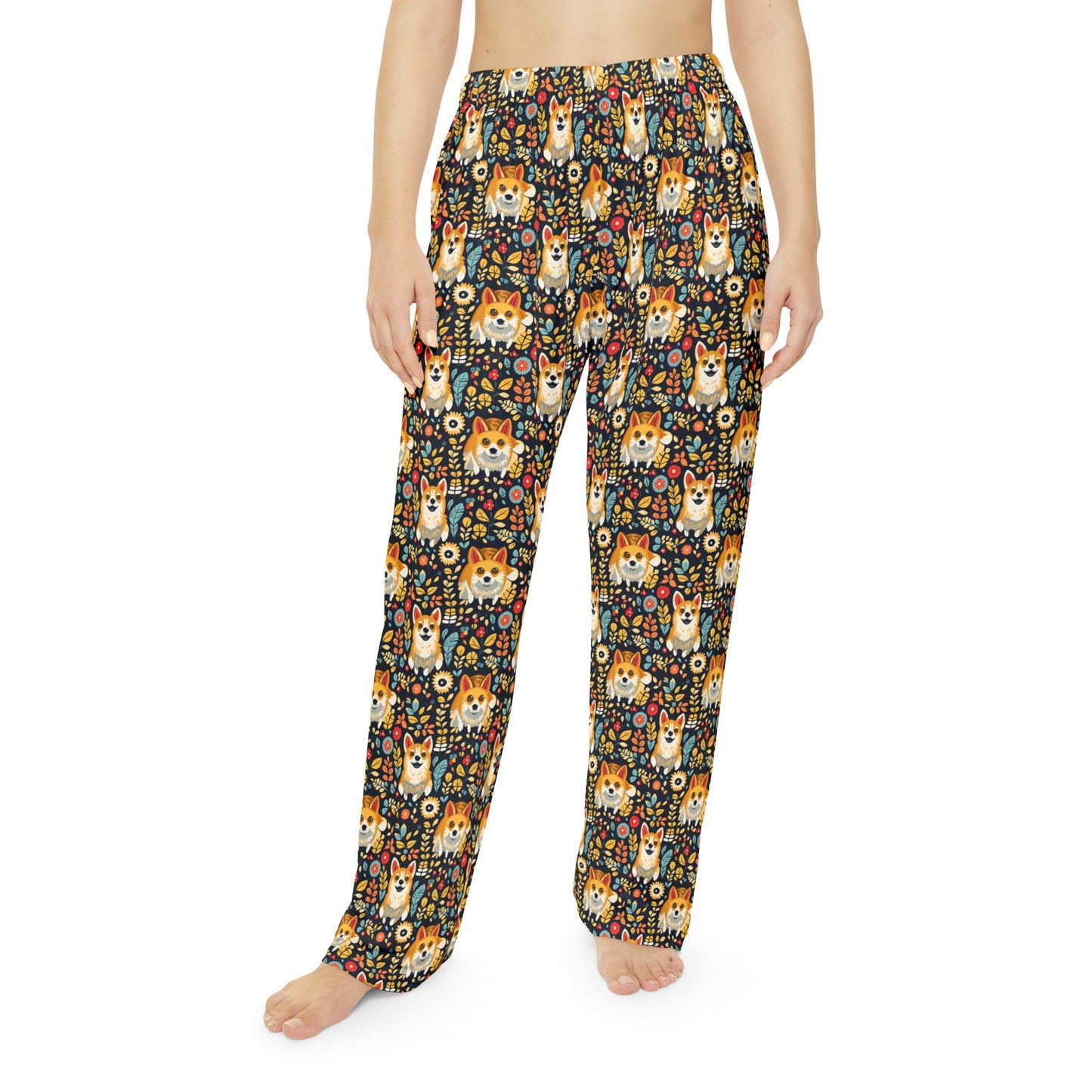 Corgi Rainbow Vine Dream Women's Pajama Pants