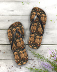 Fanciful Golden Paradise Blossom Flip Flops