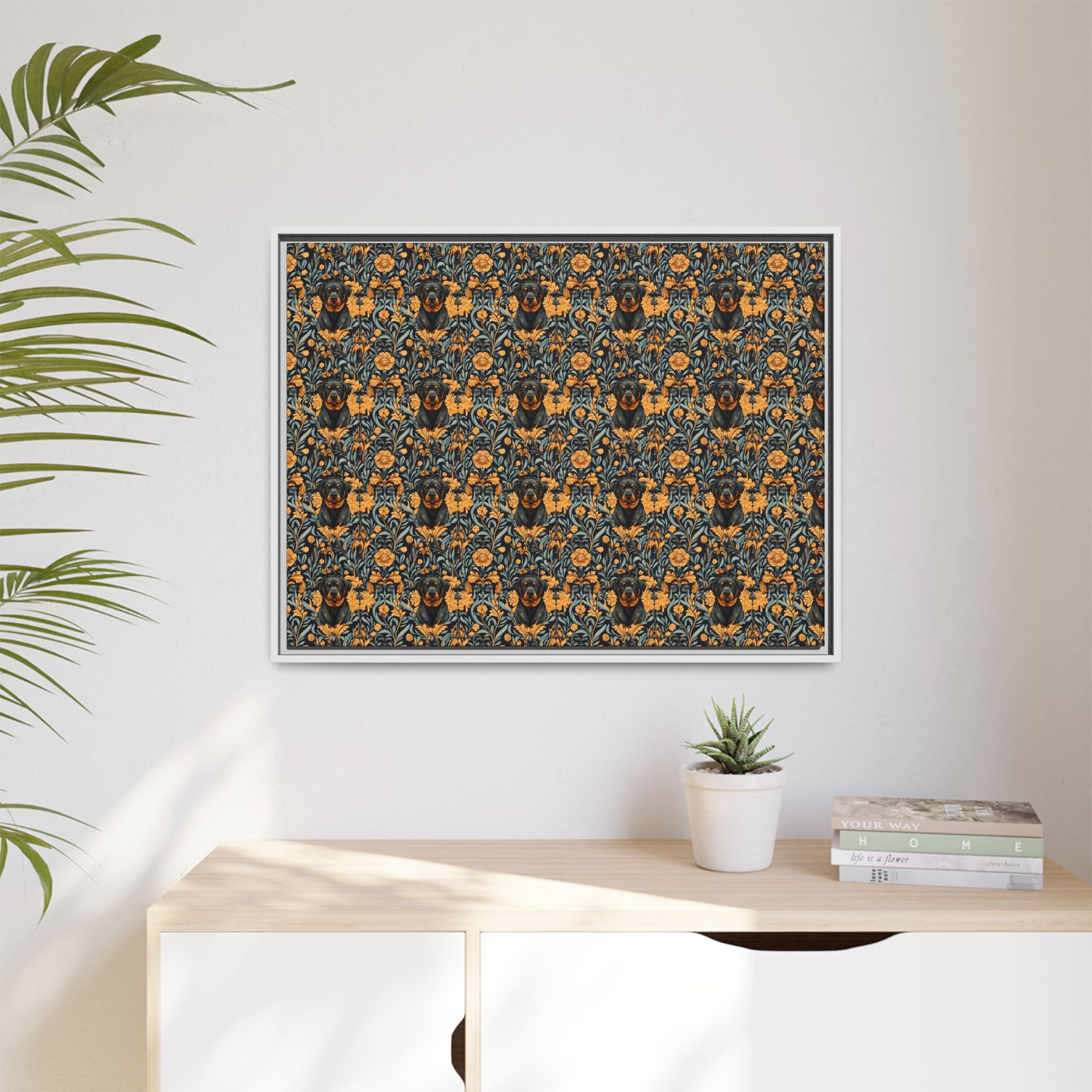 Ruffle Rottie Glamourific Matte Canvas, Framed