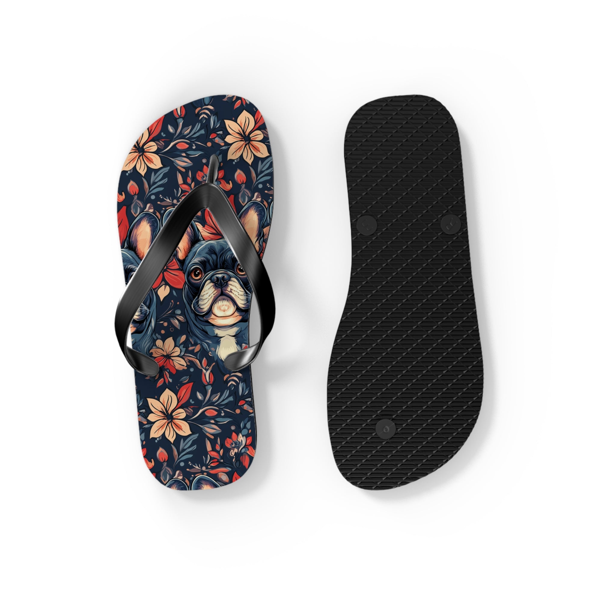 Gothic Rose Bulldog Noir Enchantment Flip Flops