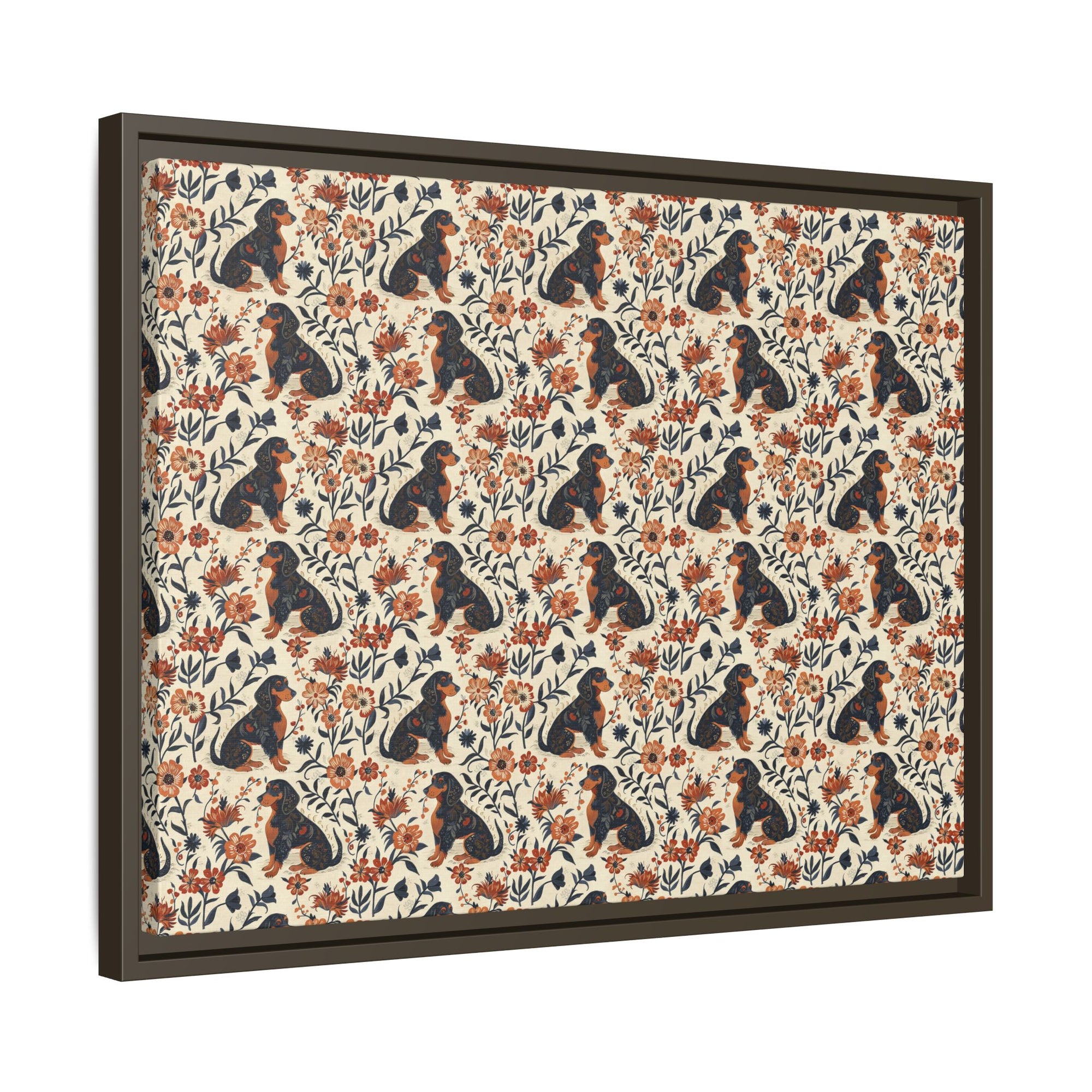 Blossoming Dachshunds Delight Matte Canvas, Framed