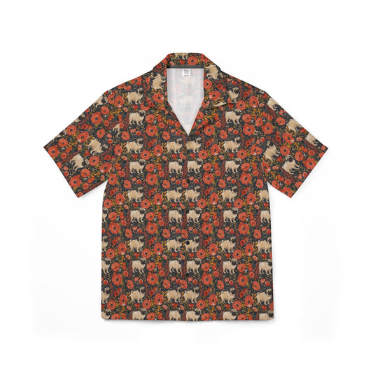 Pug Paradise Playpen Men's Hawaiian Camp Shirt