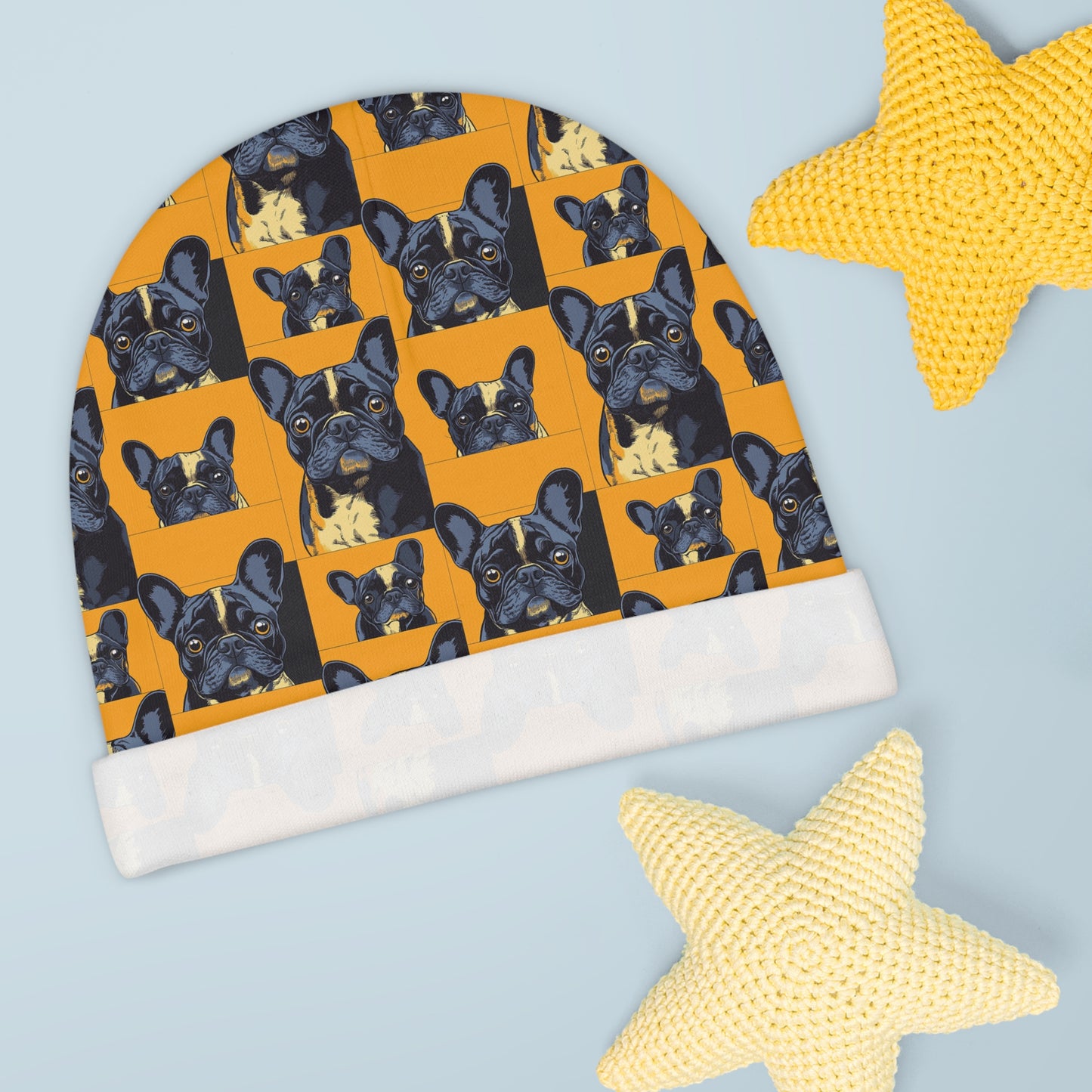 Frenchie Pawsitively Pawsome Peek-a-Boo Perfection Baby Beanie