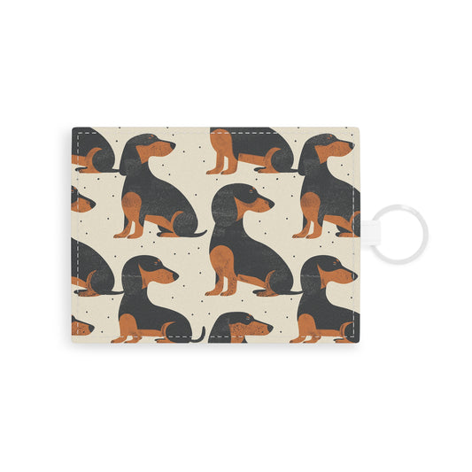 Whimsical Dachsund Dreamcatcher Leather Card Holder