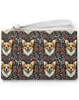 Floofy Corgi Blossom Blast Clutch Bag