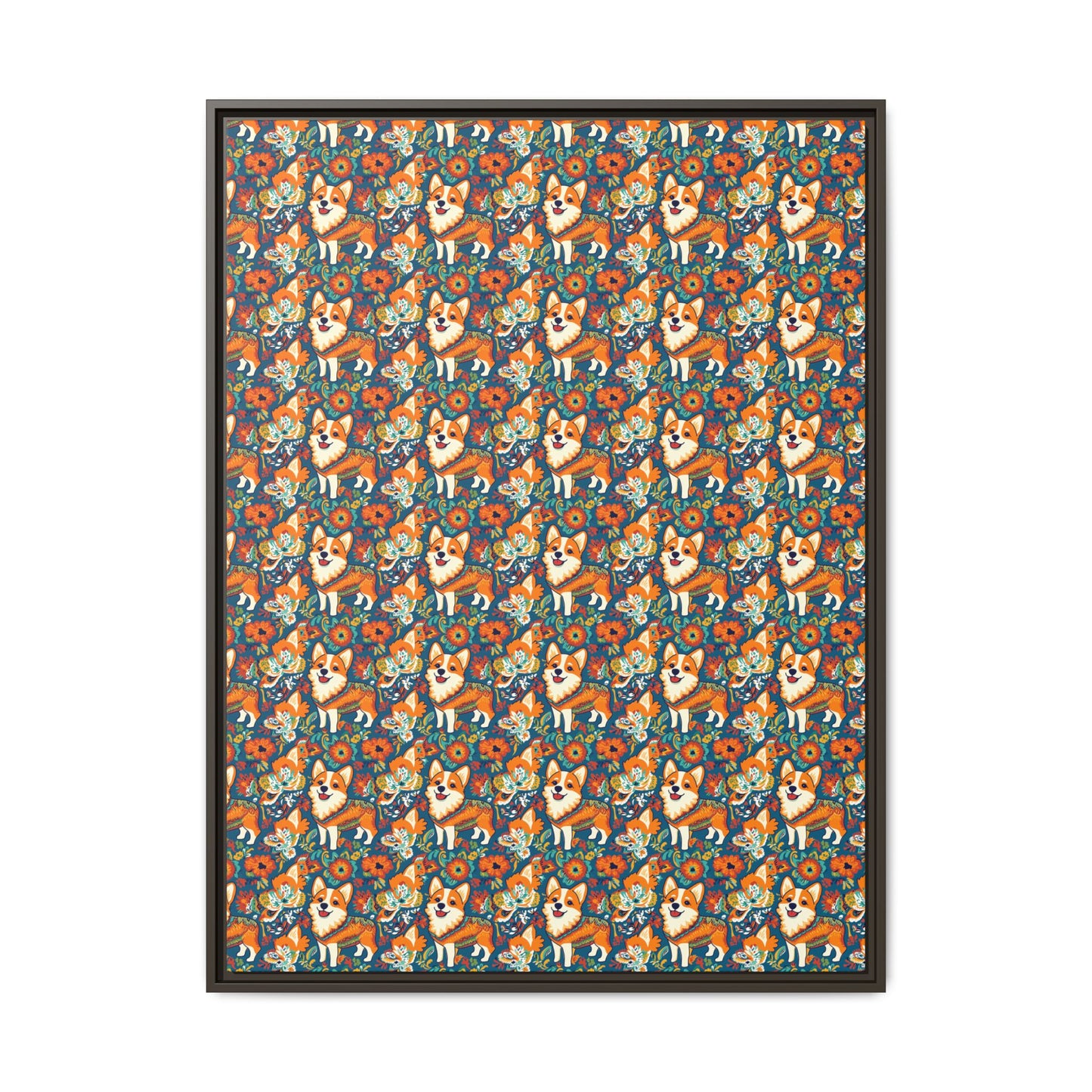 Corgi Carnival Couture Matte Canvas, Framed