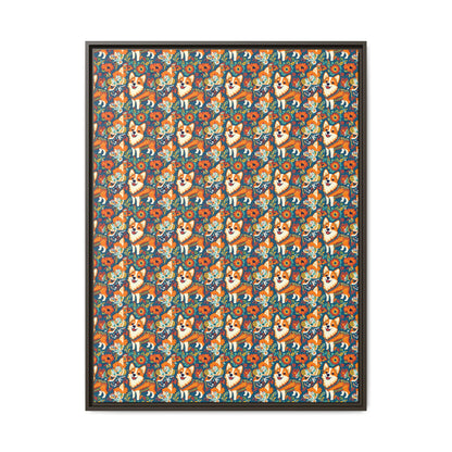 Corgi Carnival Couture Matte Canvas, Framed