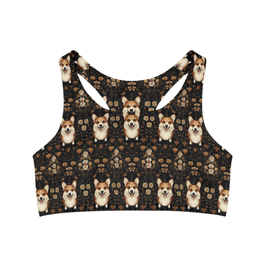 Nighttime Corgi Glow Stride Seamless Sports Bra