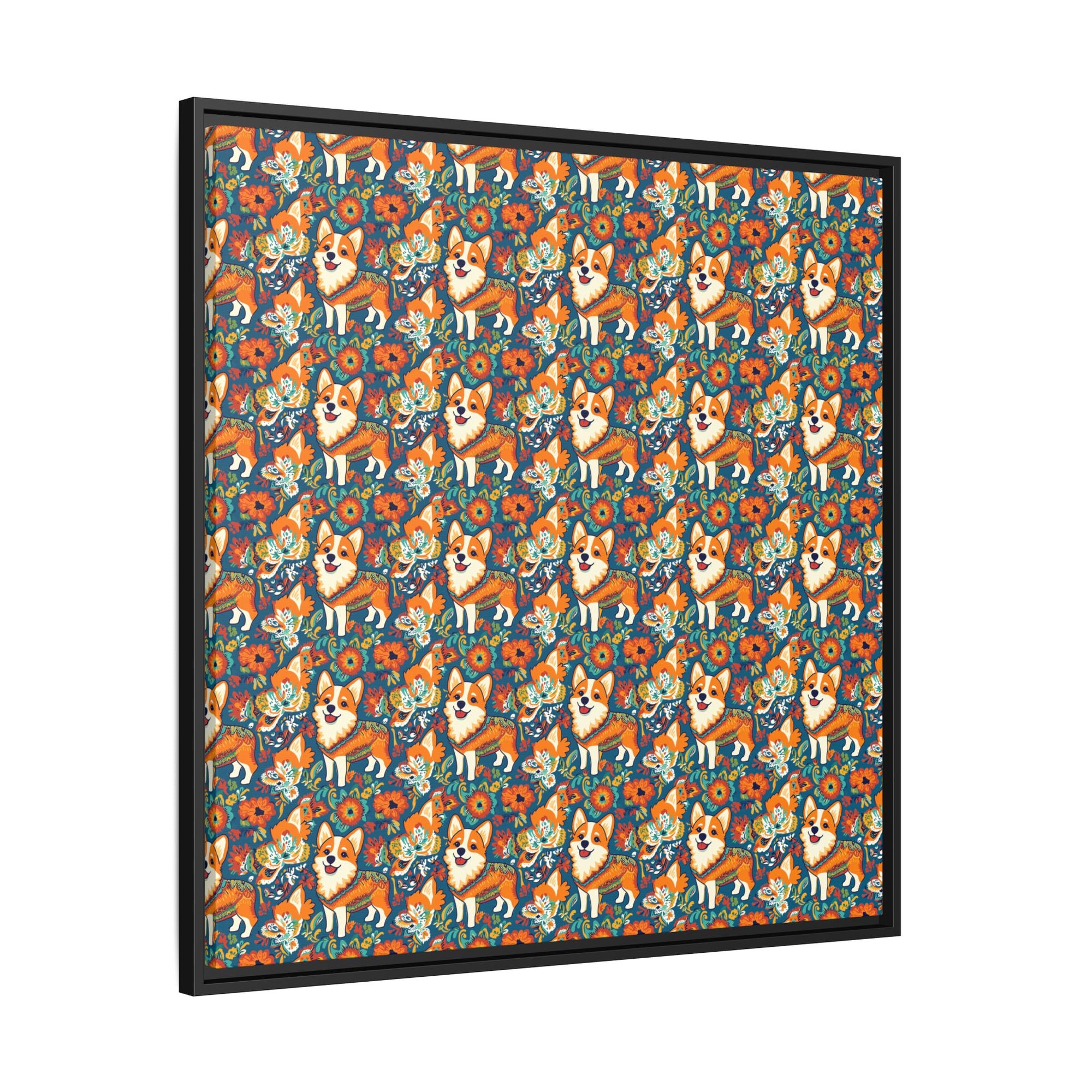 Corgi Carnival Couture Matte Canvas, Framed