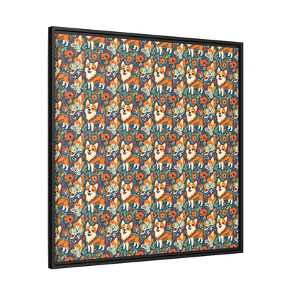 Corgi Carnival Couture Matte Canvas, Framed