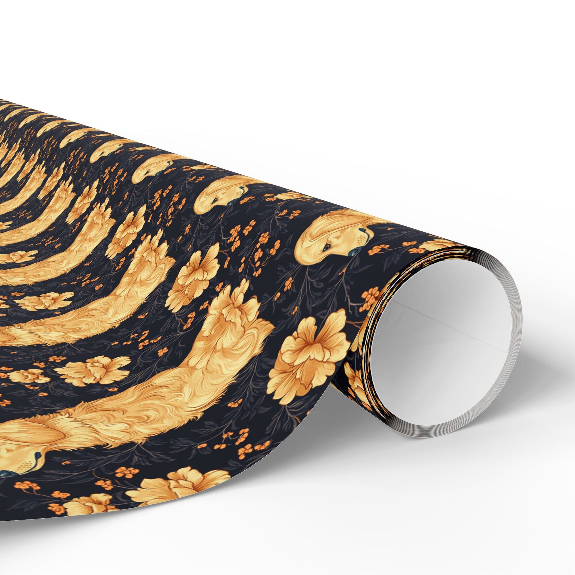 Golden Paws Floral Frenchie Wrapping Paper