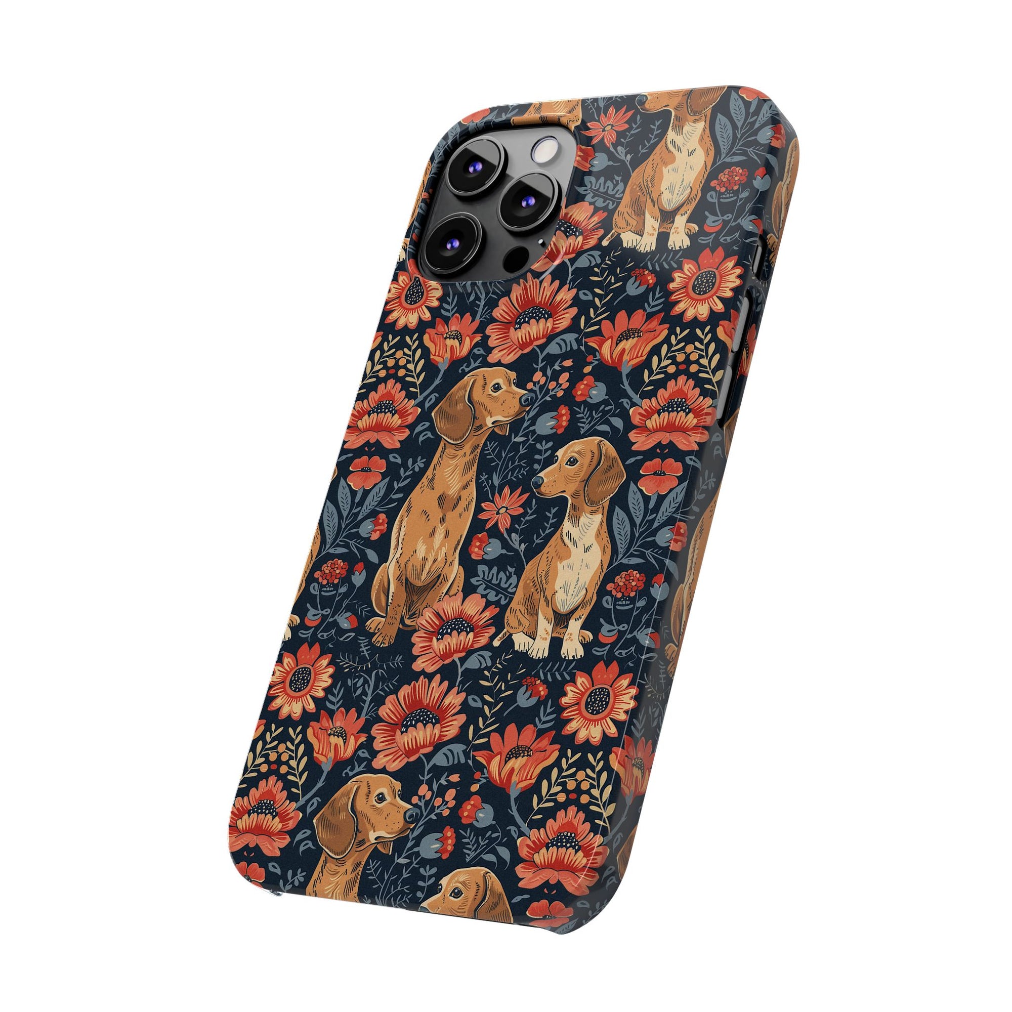 Floral Pawsome Dachsund Delight Slim Phone Cases