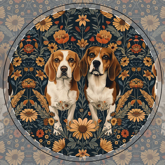 Beagle Buddies Meadow Magic Ceramic Coaster