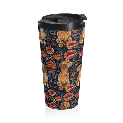 Floral Pawsome Dachsund Delight Stainless Steel Travel Mug