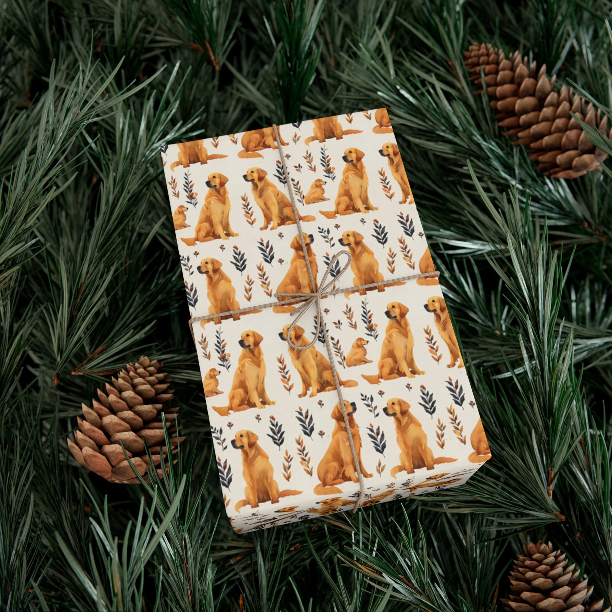 Golden Glamour Paws - Luxe Licks for Regal Retrievers Gift Wrap Papers
