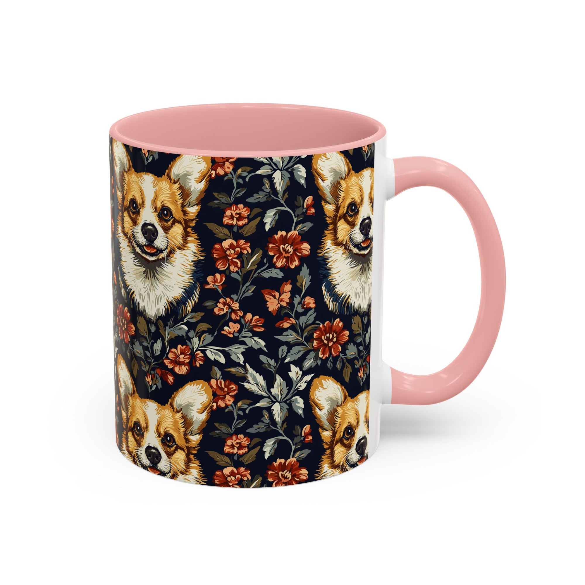 Floofy Corgi Blossom Blast Accent Coffee Mug