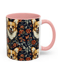 Floofy Corgi Blossom Blast Accent Coffee Mug