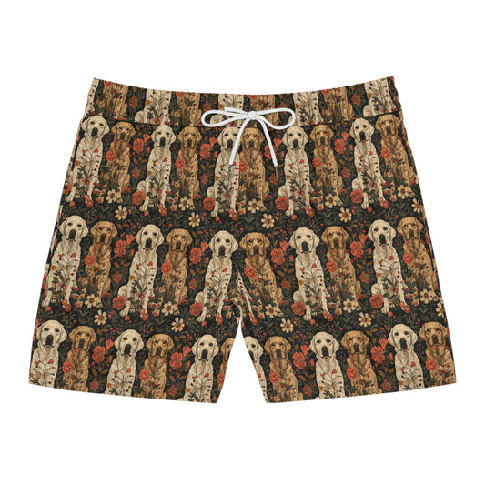 Blossoming Labradors Bouquet Men's Mid-Length Swim Shorts