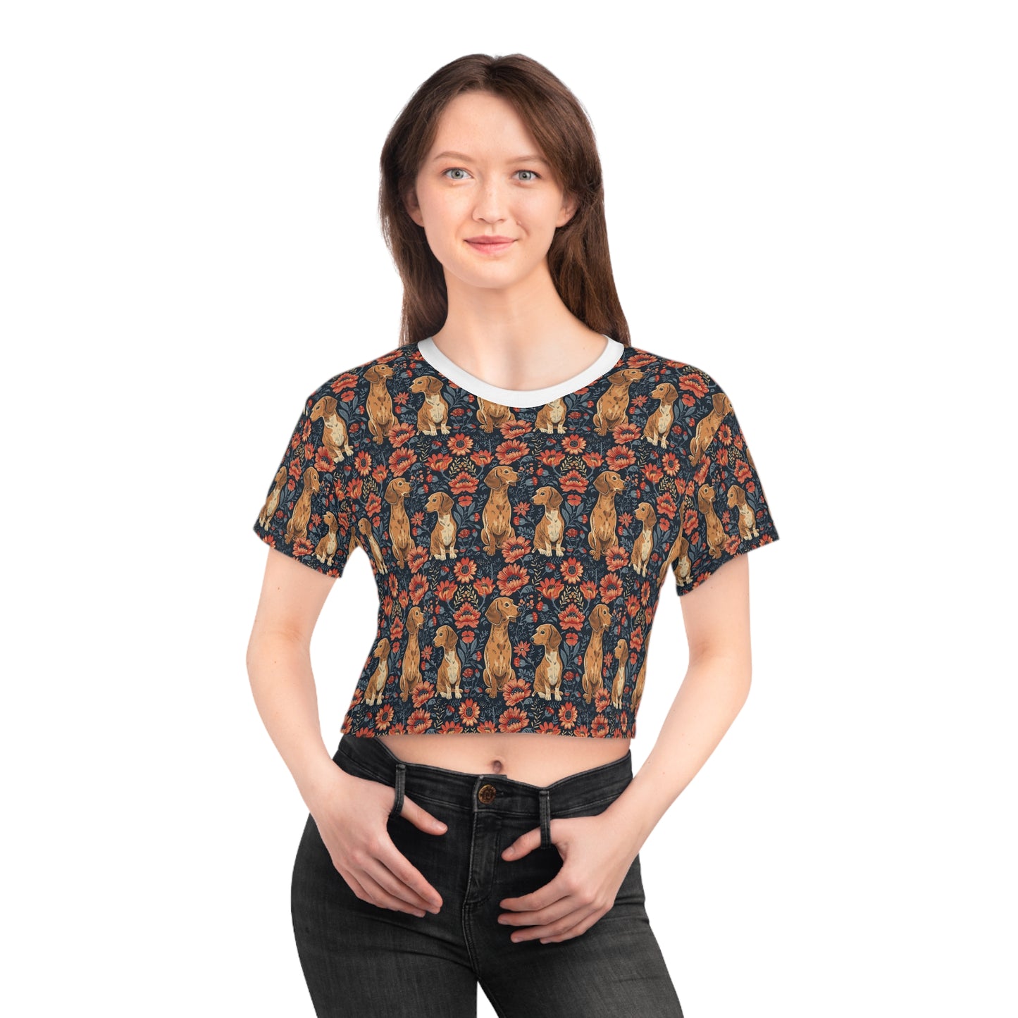 Floral Pawsome Dachsund Delight Crop Tee