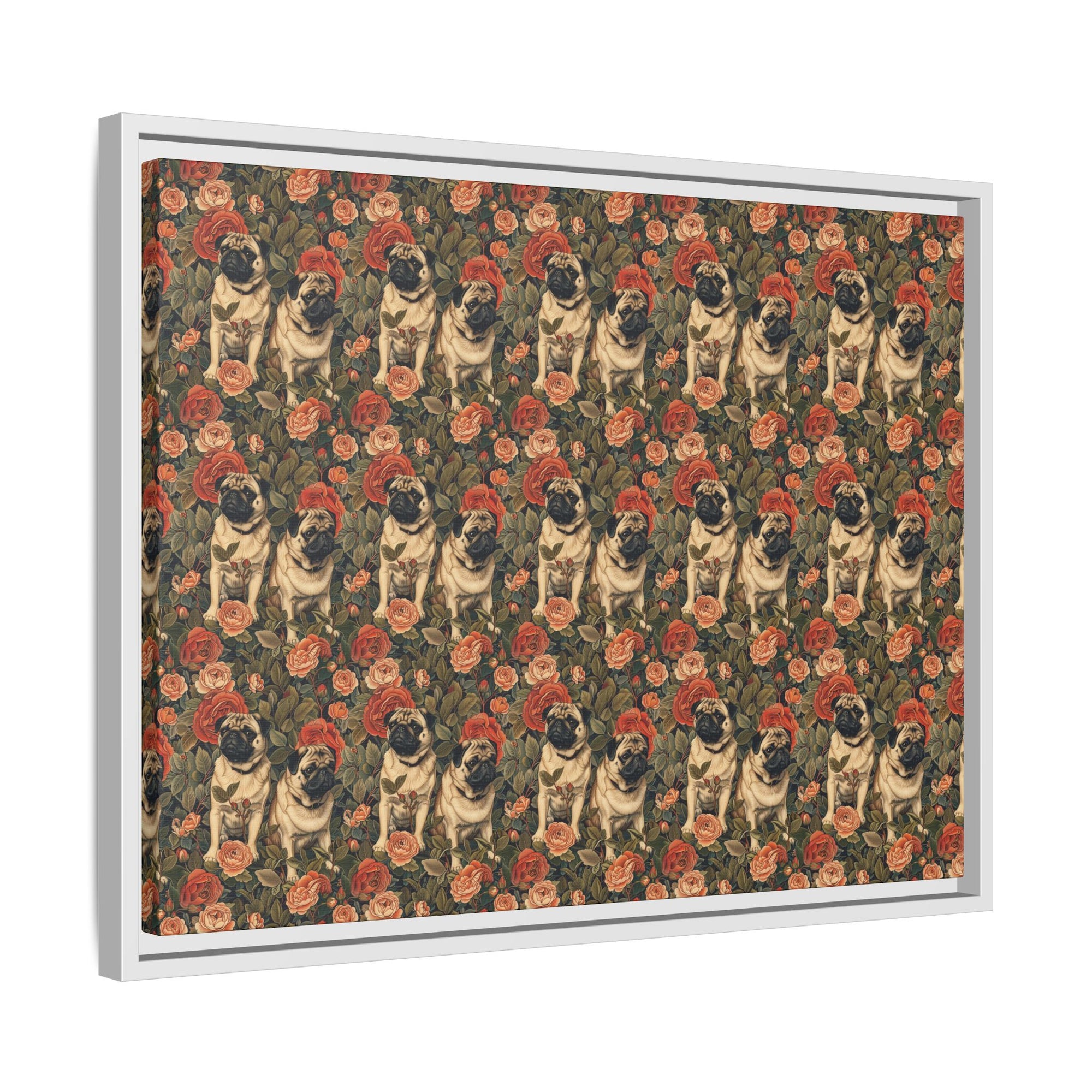 Blooming Pug Paradise Matte Canvas, Framed