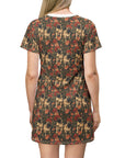 Blooming Pug Paradise T-Shirt Dress