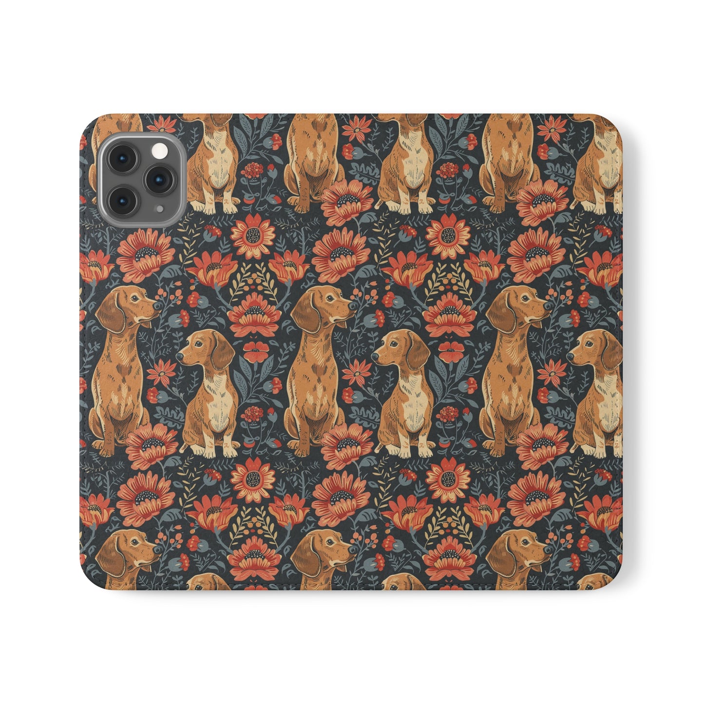 Floral Pawsome Dachsund Delight Flip Cases