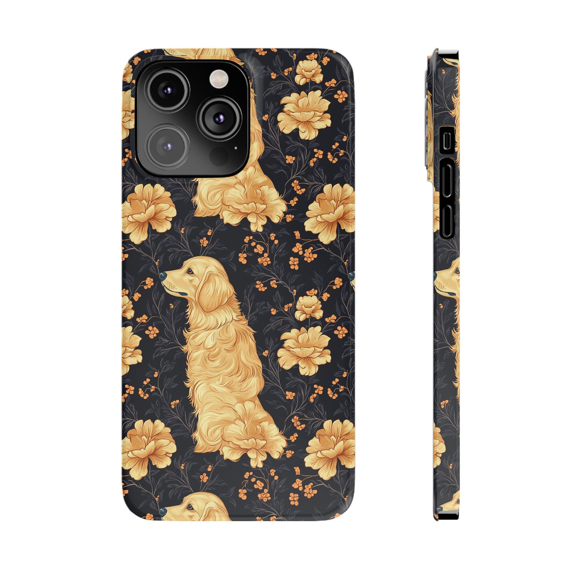 Golden Paws Floral Frenchie Slim Phone Cases