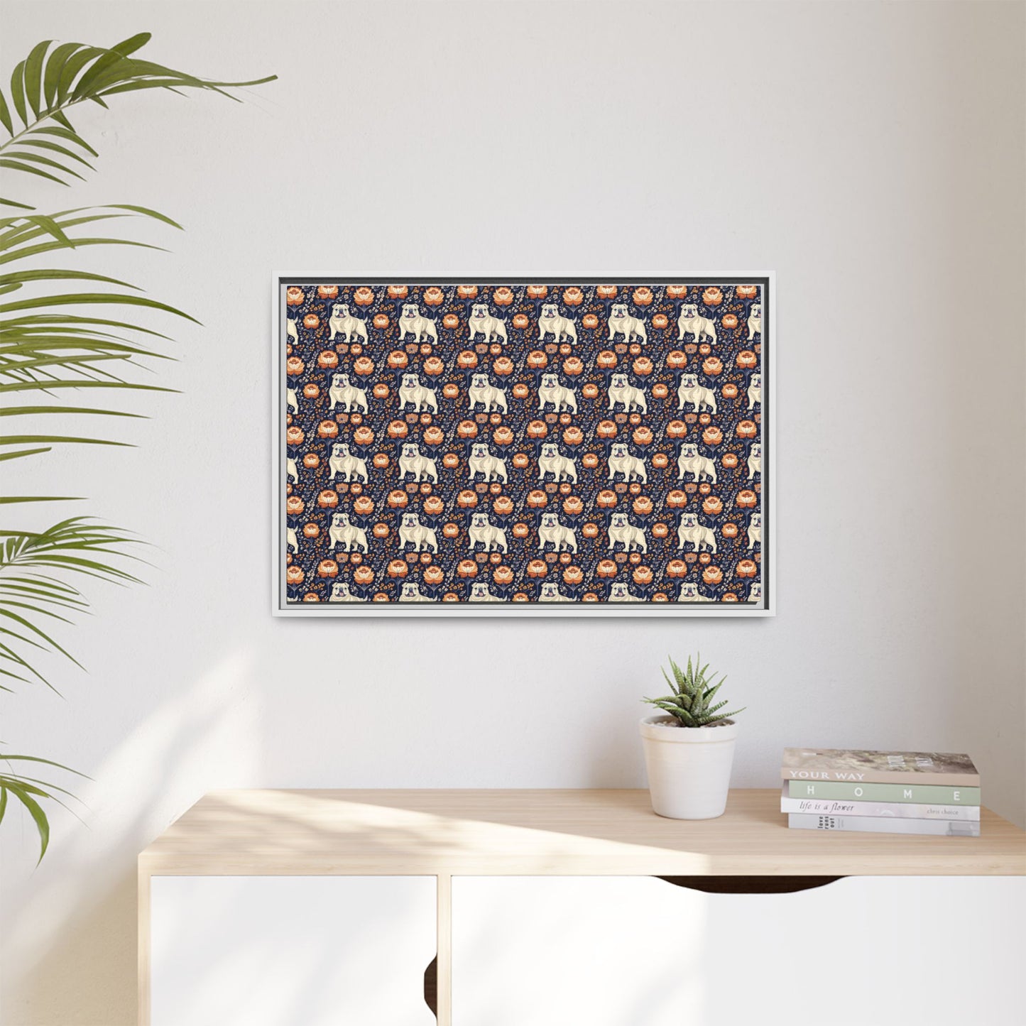 Bulldog Blossom Bonanza Matte Canvas, Framed