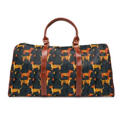 Dapper Dachshund Noir Glow Waterproof Travel Bag