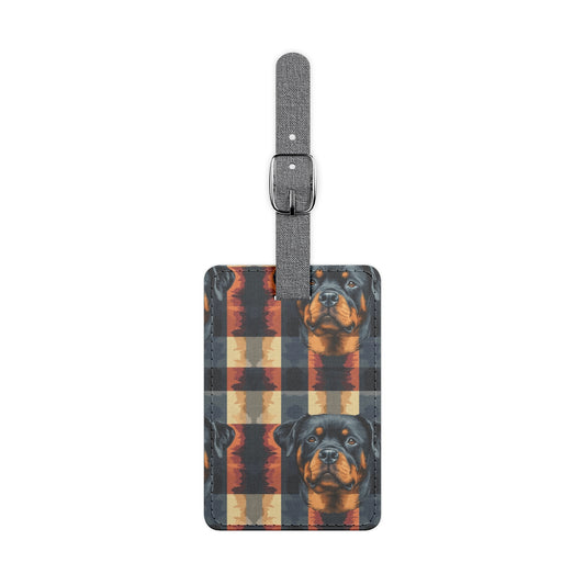 Pawsome Rottweiler Royalty Plaid Luggage Tag