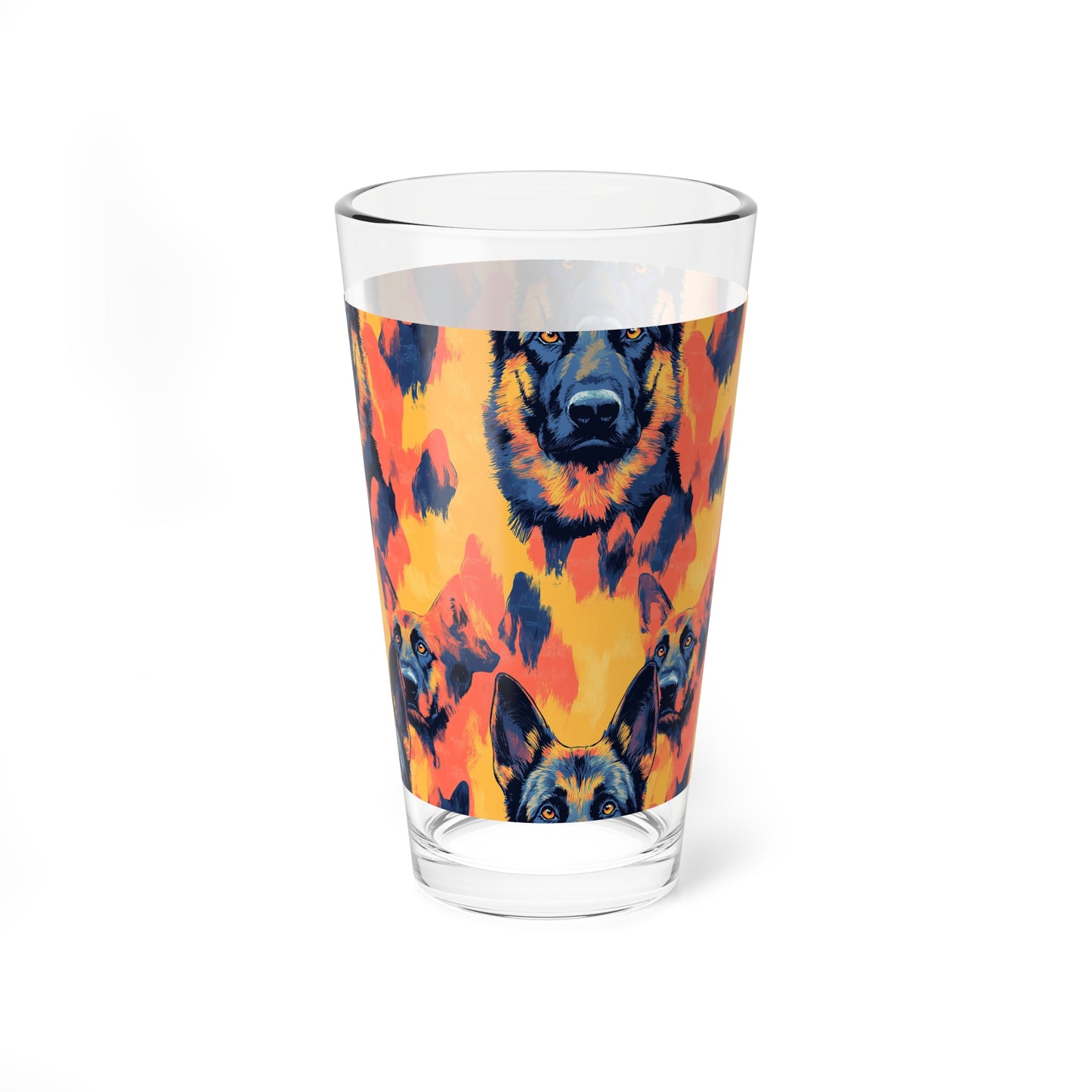 Impressionistic German Shepherds Mixing Glass, 16oz