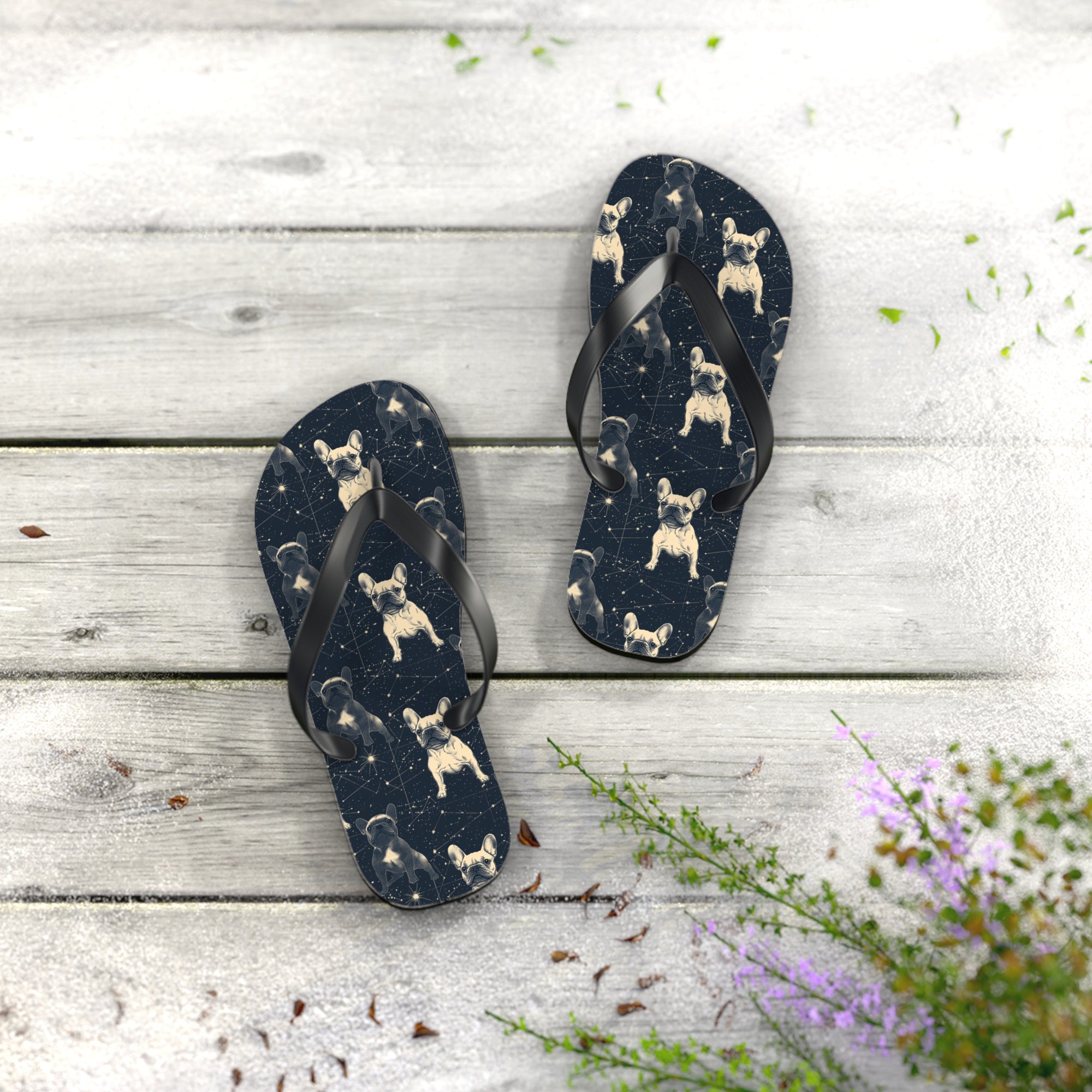 Frenchie Celestial Soar Flip Flops