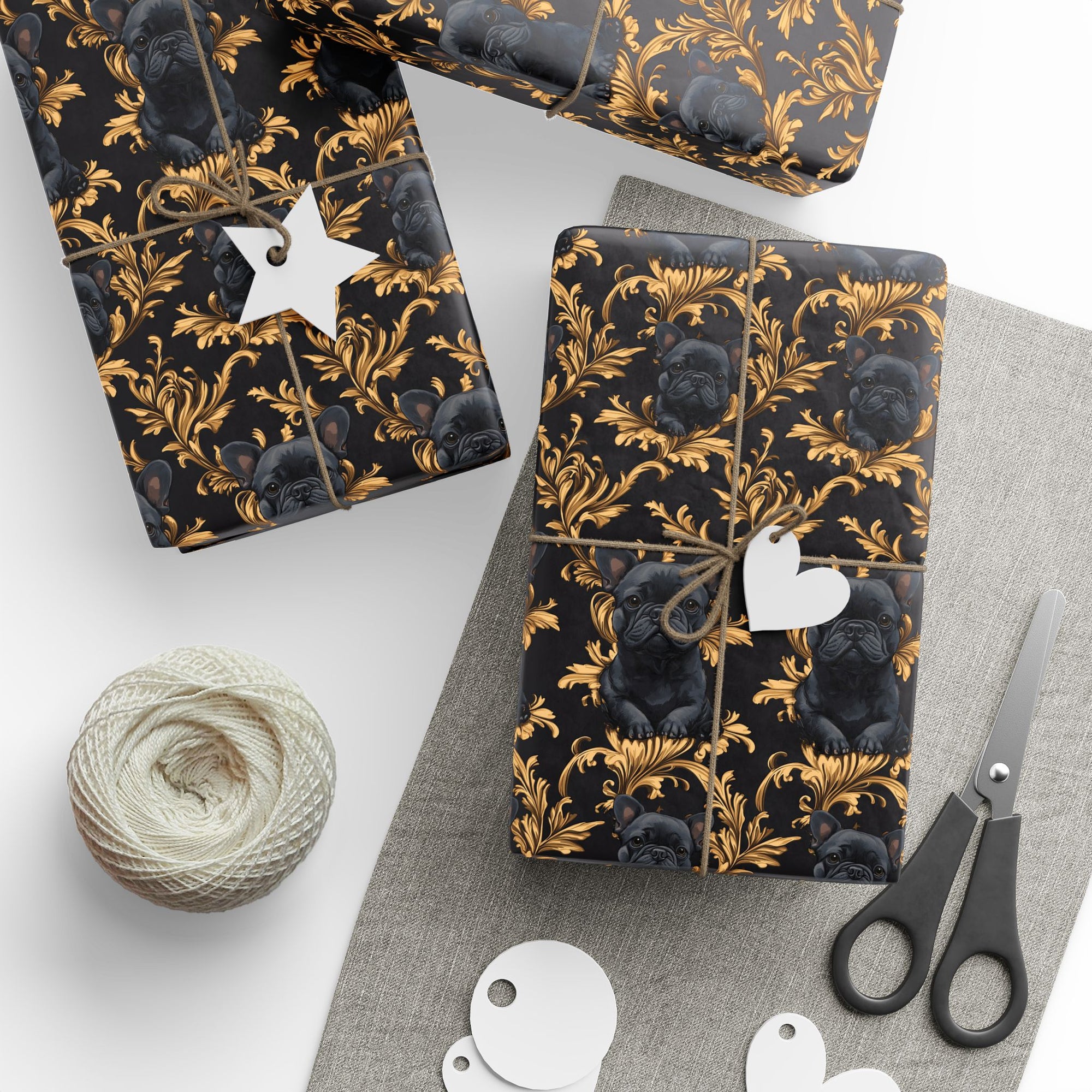 Regal Frenchie Noir Elegance Wrapping Paper